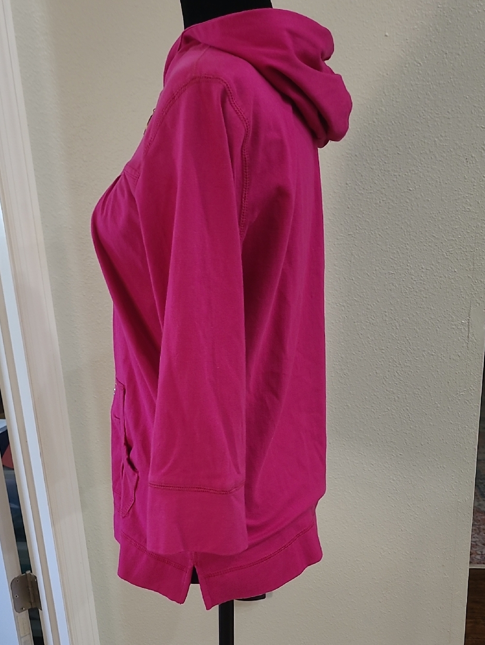 Oleg Cassini Sport Hot Pink Stud-Trim Hoodie Jacket Size Small - Picture 6 of 9
